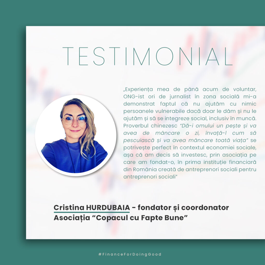Cristina HURDUBAIA - fondator și coordonator Asociația Copacul cu Fapte Bune